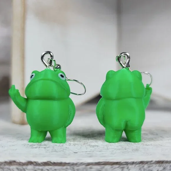 Middle Finger Frog Earrings | 3D Printed | Quirky | Funny | Unique Gift | Handma - Picture 6 of 7